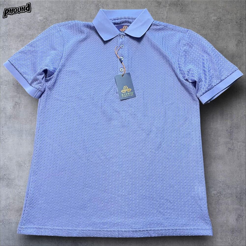 R. Lewis Polo Shirt Mens Medium Purple Textured Knit Short Sleeve New NWT